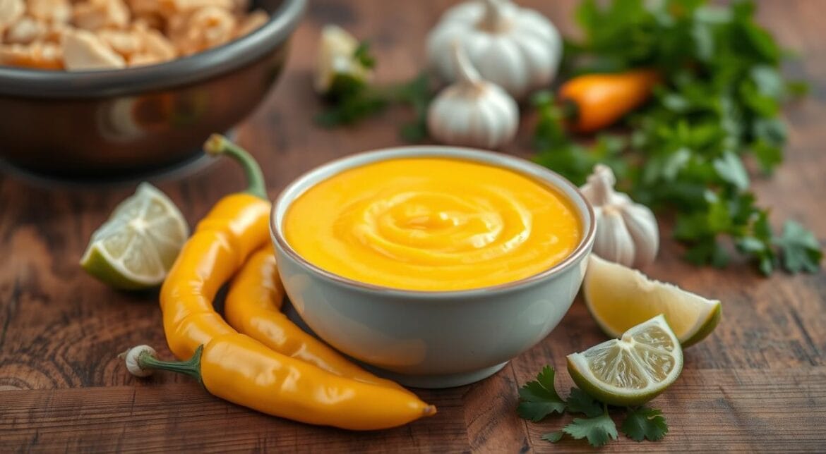 What is Peruvian chicken yellow sauce made of?