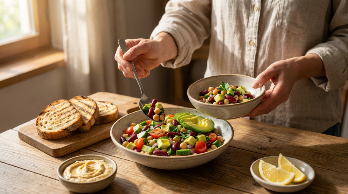 High Protein Bean Salad (Mediterranean Three Bean Recipe) – Healthy & Easy